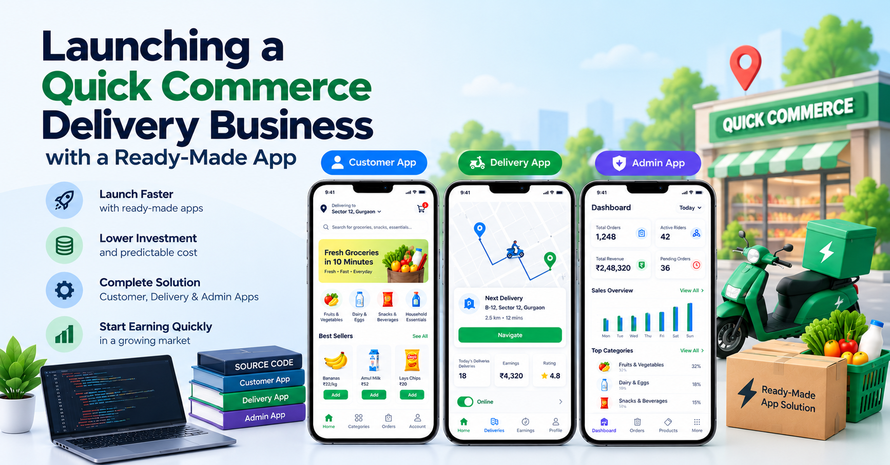 Launching a quick commerce delivery business with a ready-made app