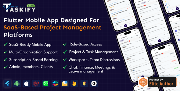 Taskify SaaS - Project Management & Task Manager Flutter App promotional banner