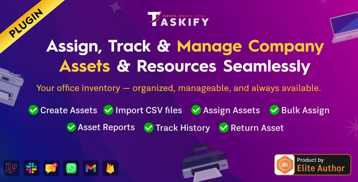 Assets & Resources Organizer, Tracker and Management Plugin for Taskify promotional banner